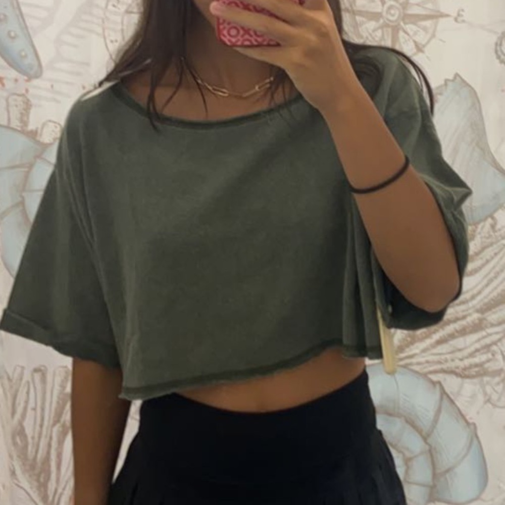 Army Green Cropped Top